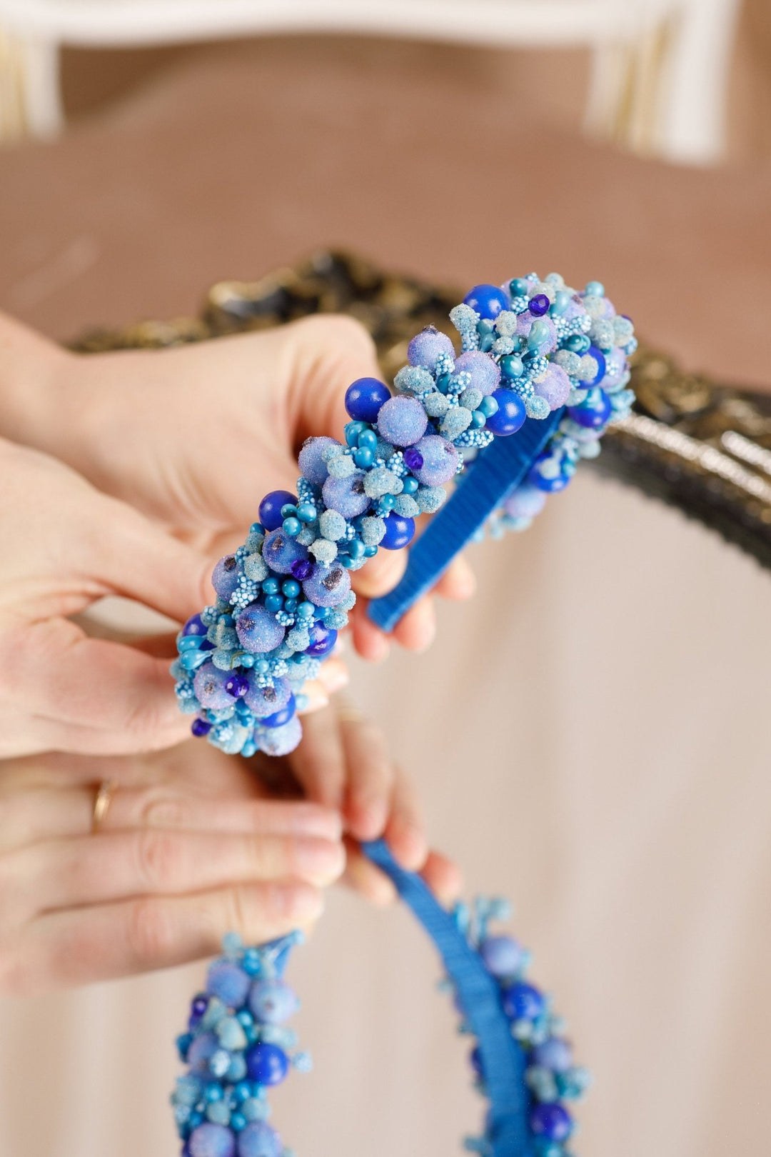 Navy Blue Berry Flower Crown - Weddings Special Occasions - OlhaHeadband