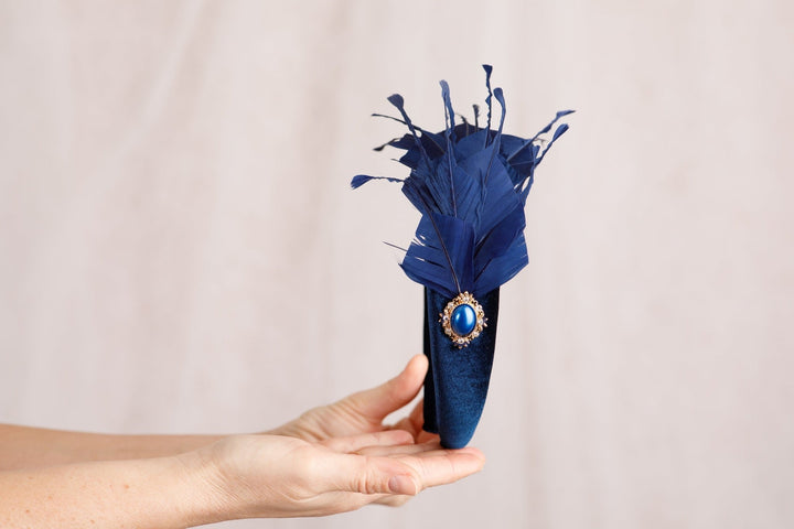 Navy Blue Fascinator - OlhaHeadband