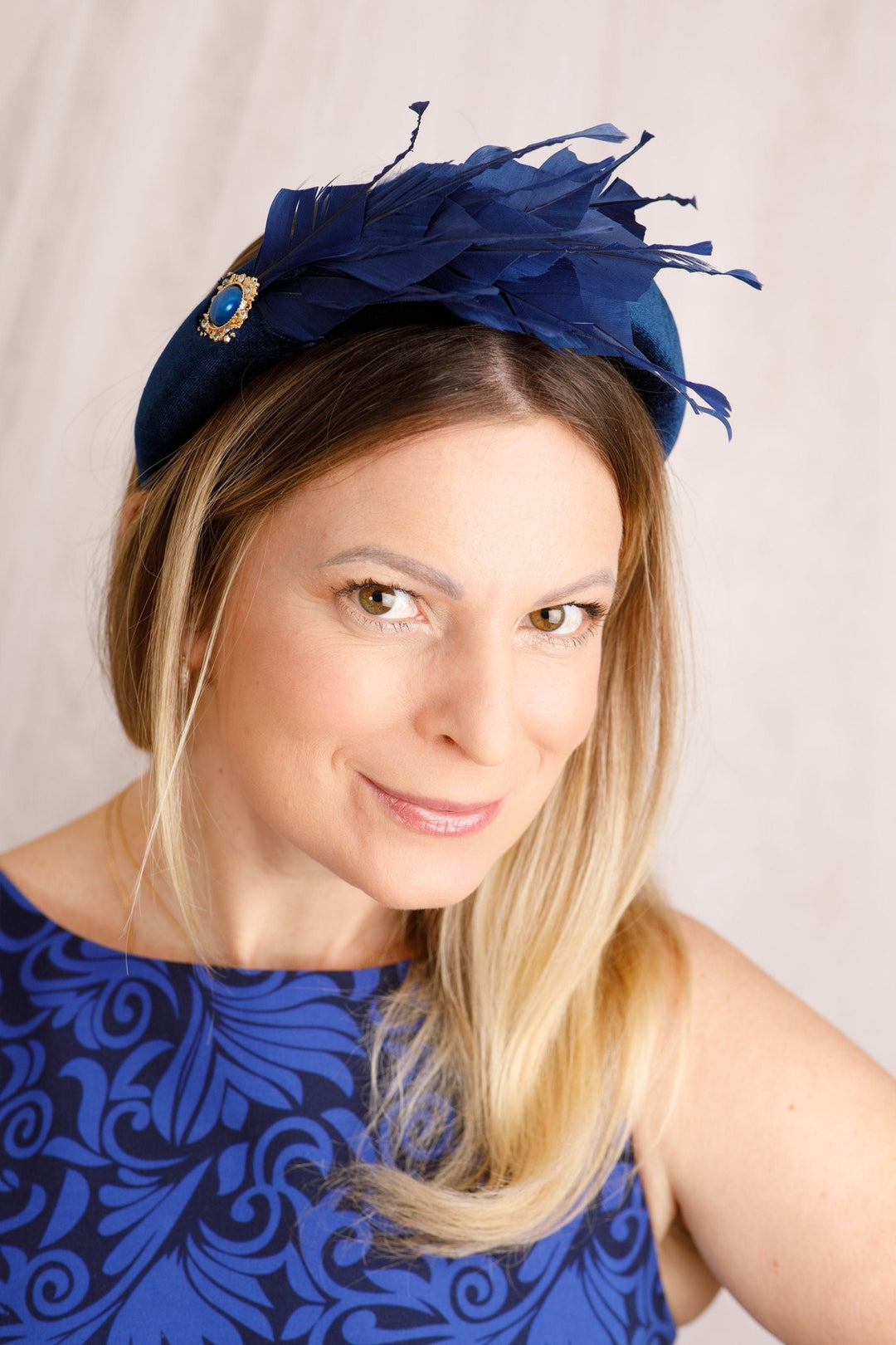 Navy Blue Fascinator - OlhaHeadband