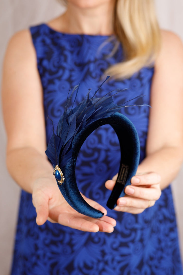 Navy Blue Fascinator - OlhaHeadband