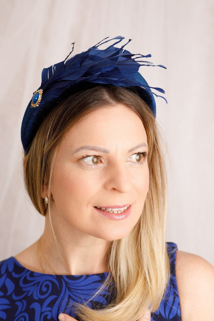 Navy Blue Fascinator - OlhaHeadband