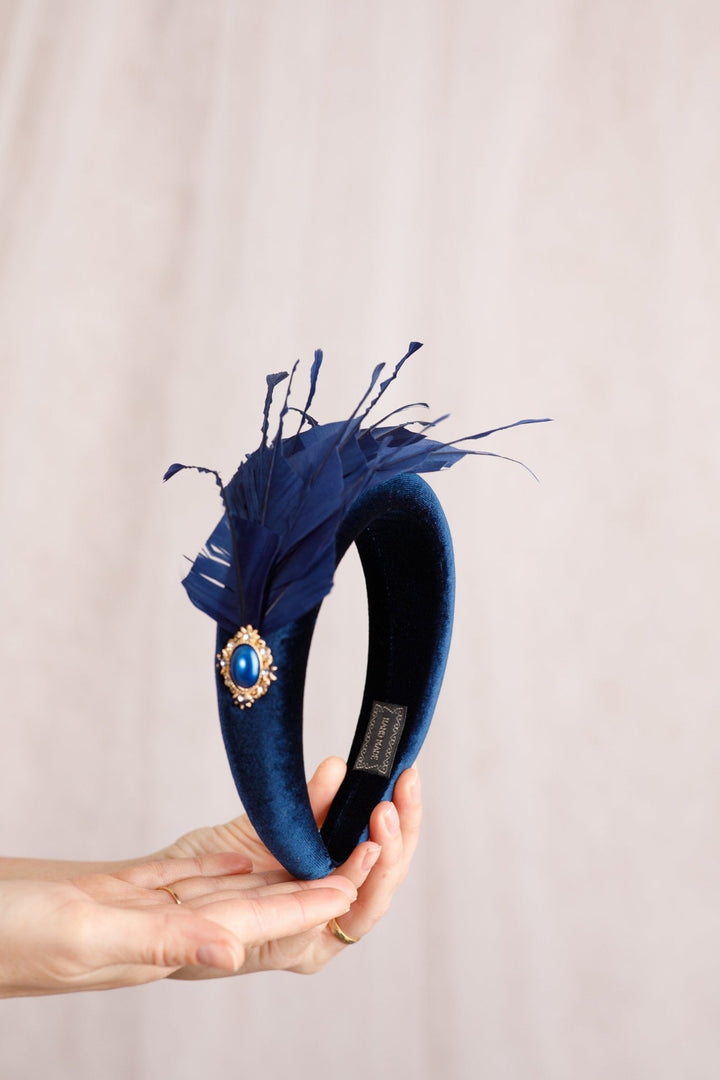 Navy Blue Fascinator - OlhaHeadband