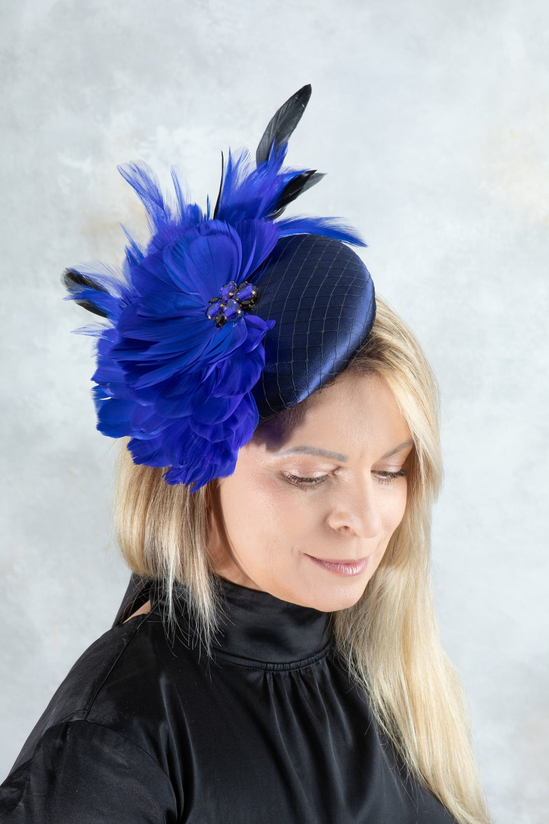 navy blue fascinator hair clip - OlhaHeadband
