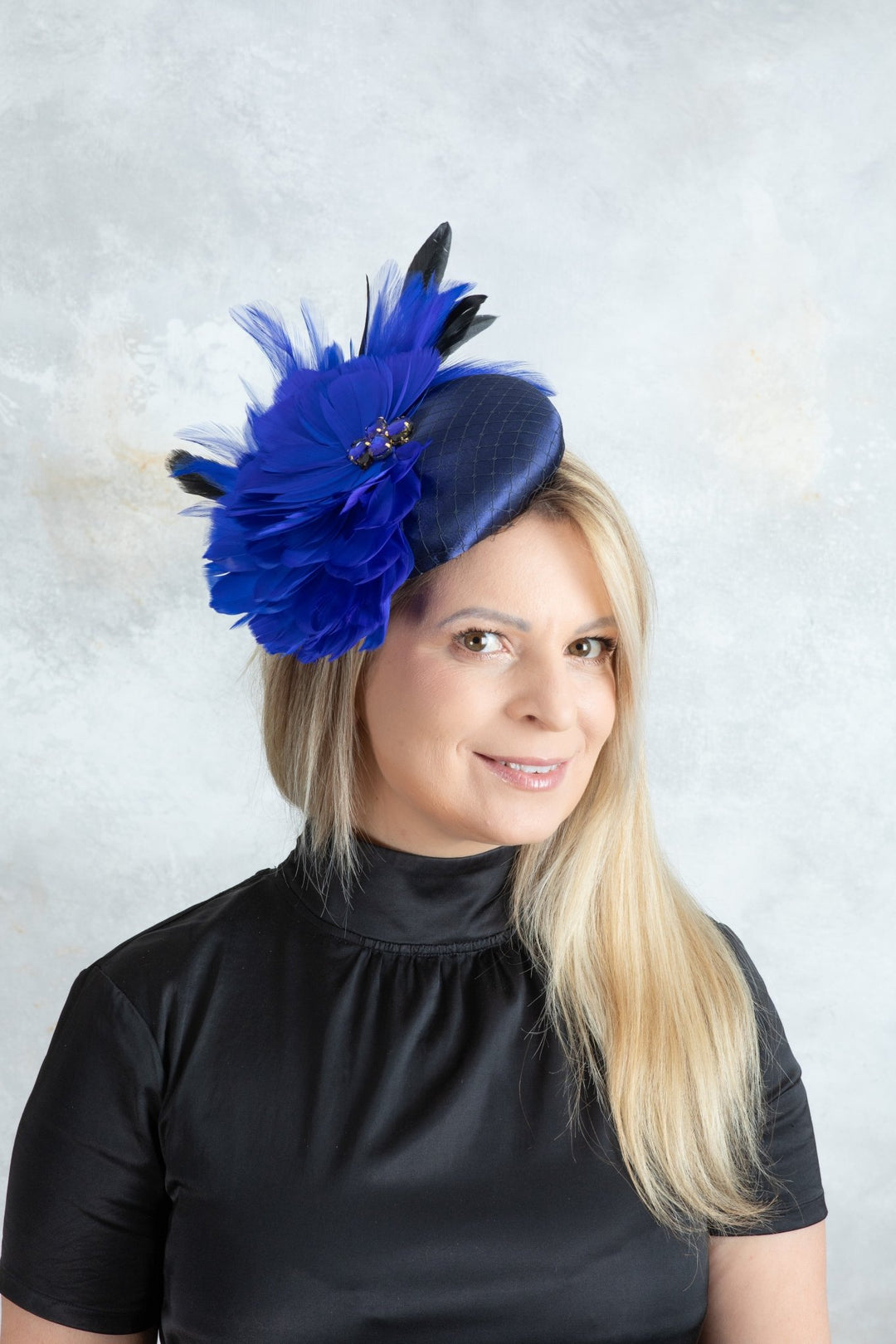 navy blue fascinator hair clip - OlhaHeadband