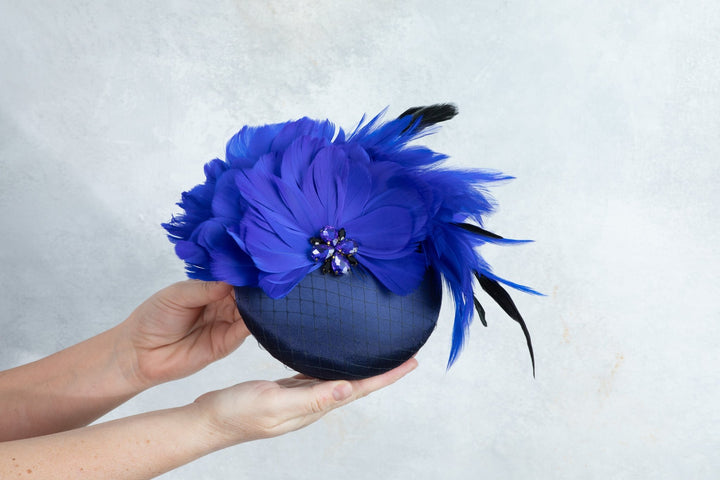 navy blue fascinator hair clip - OlhaHeadband