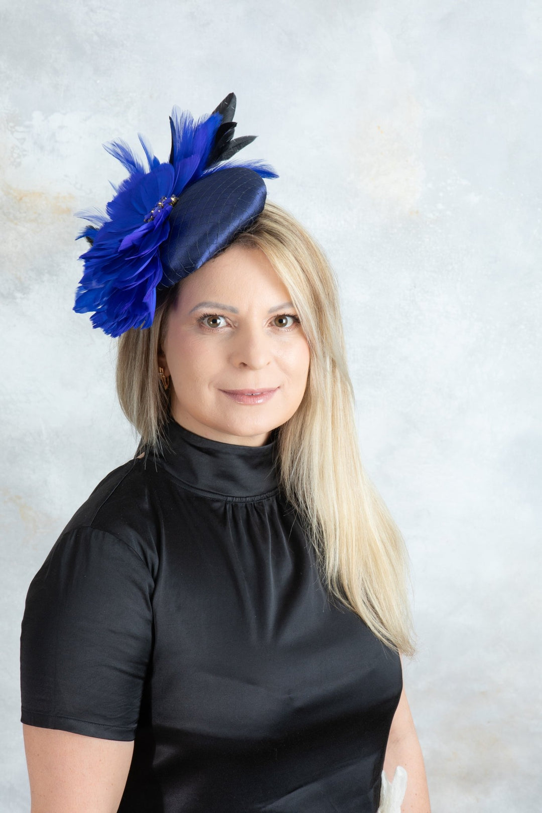 navy blue fascinator hair clip - OlhaHeadband