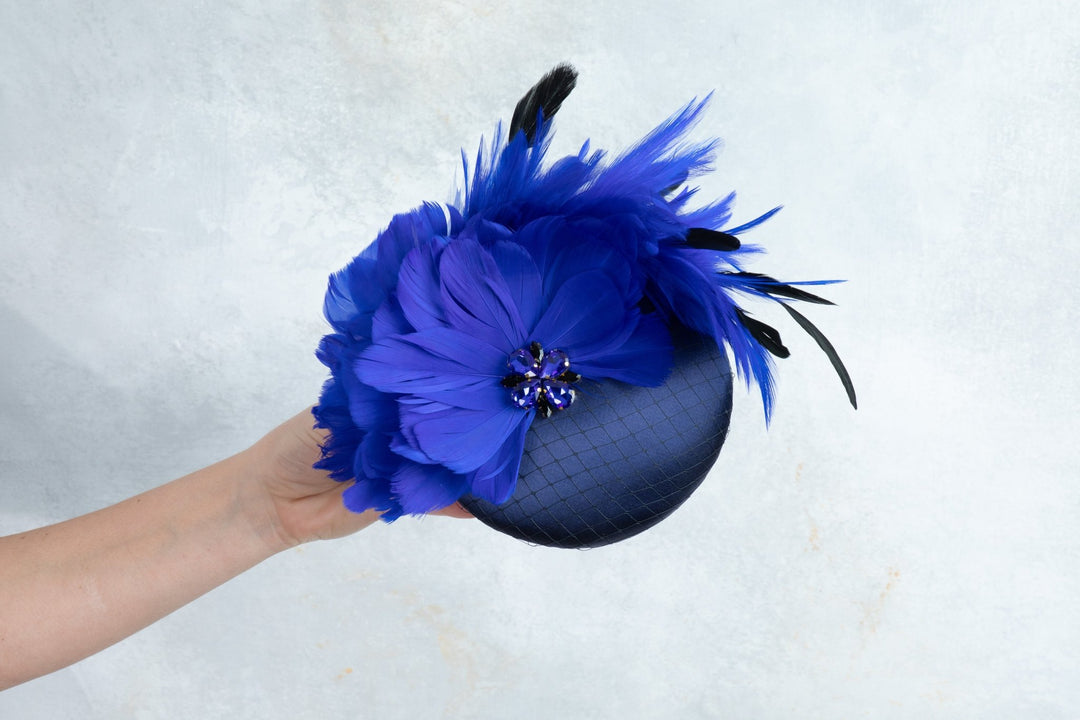 navy blue fascinator hair clip - OlhaHeadband