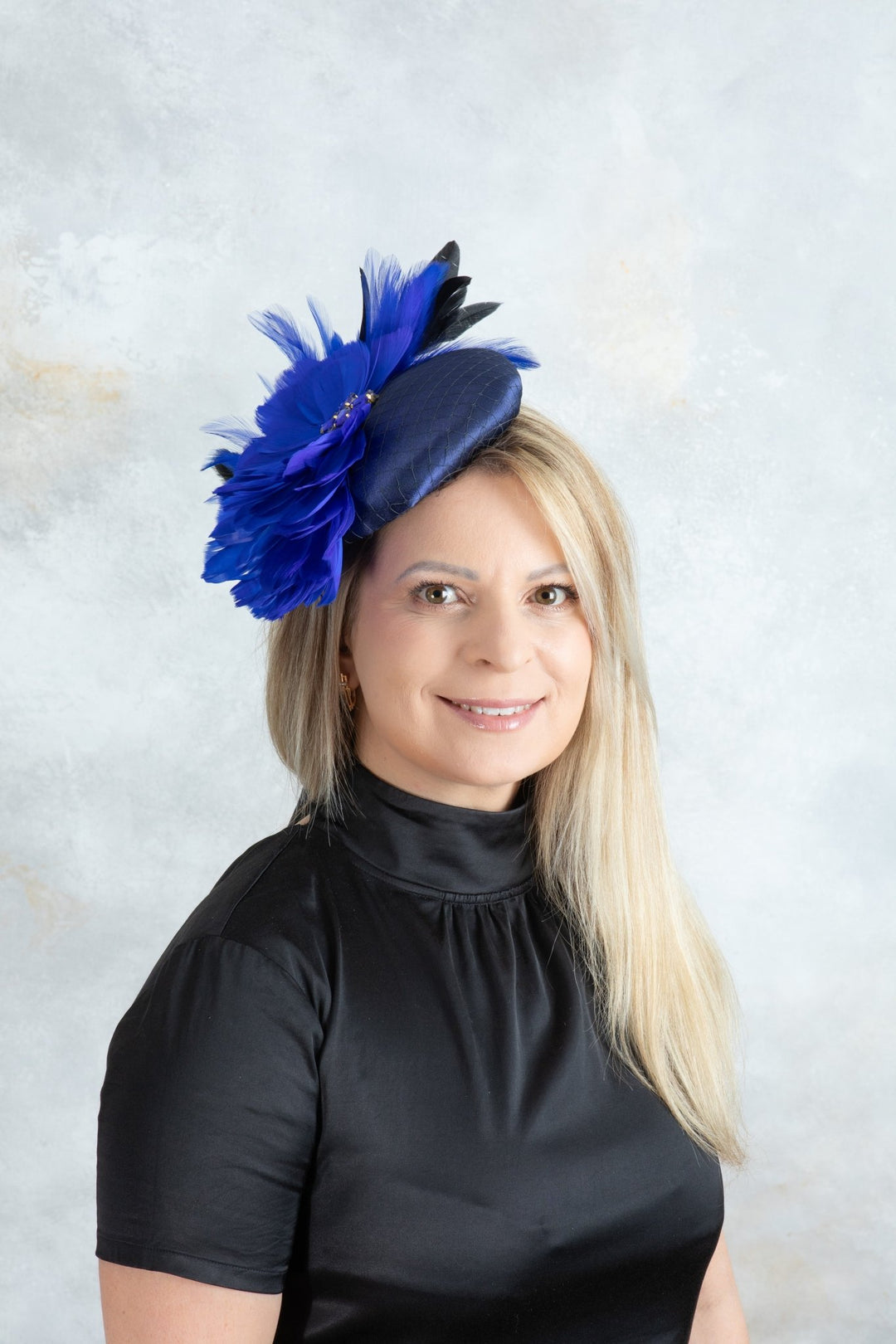 navy blue fascinator hair clip - OlhaHeadband