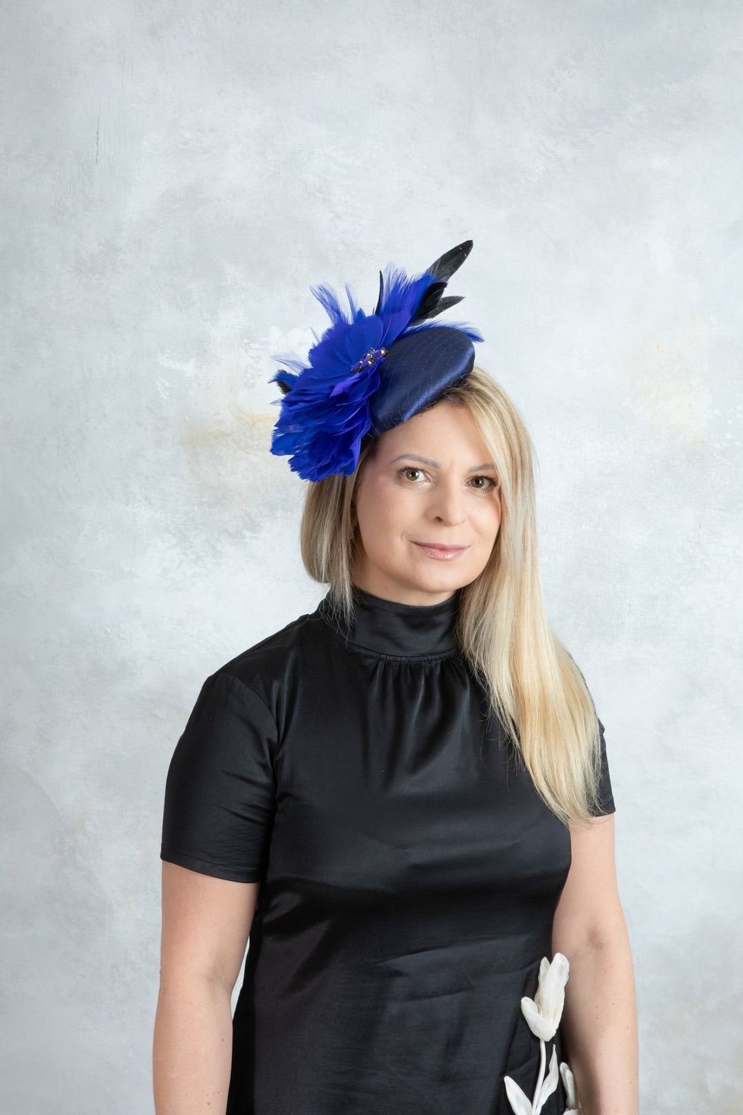 navy blue fascinator hair clip - OlhaHeadband
