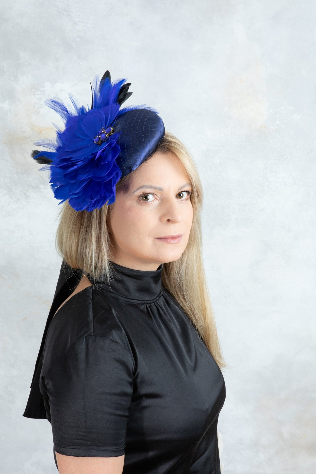 navy blue fascinator hair clip - OlhaHeadband