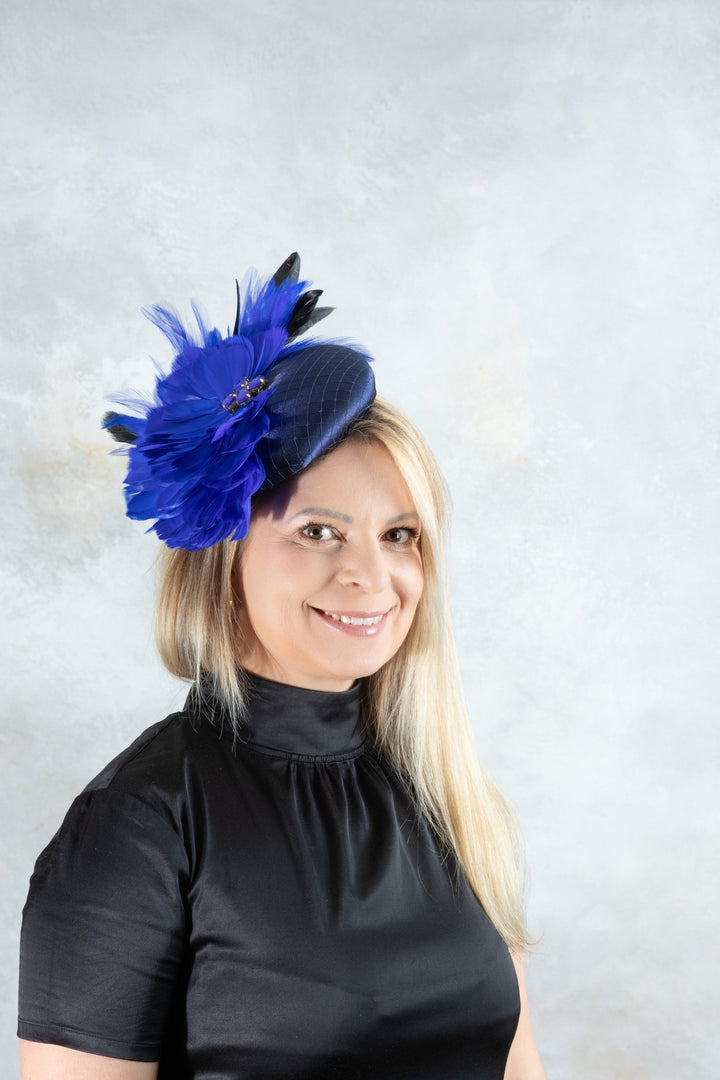 navy blue fascinator hair clip - OlhaHeadband