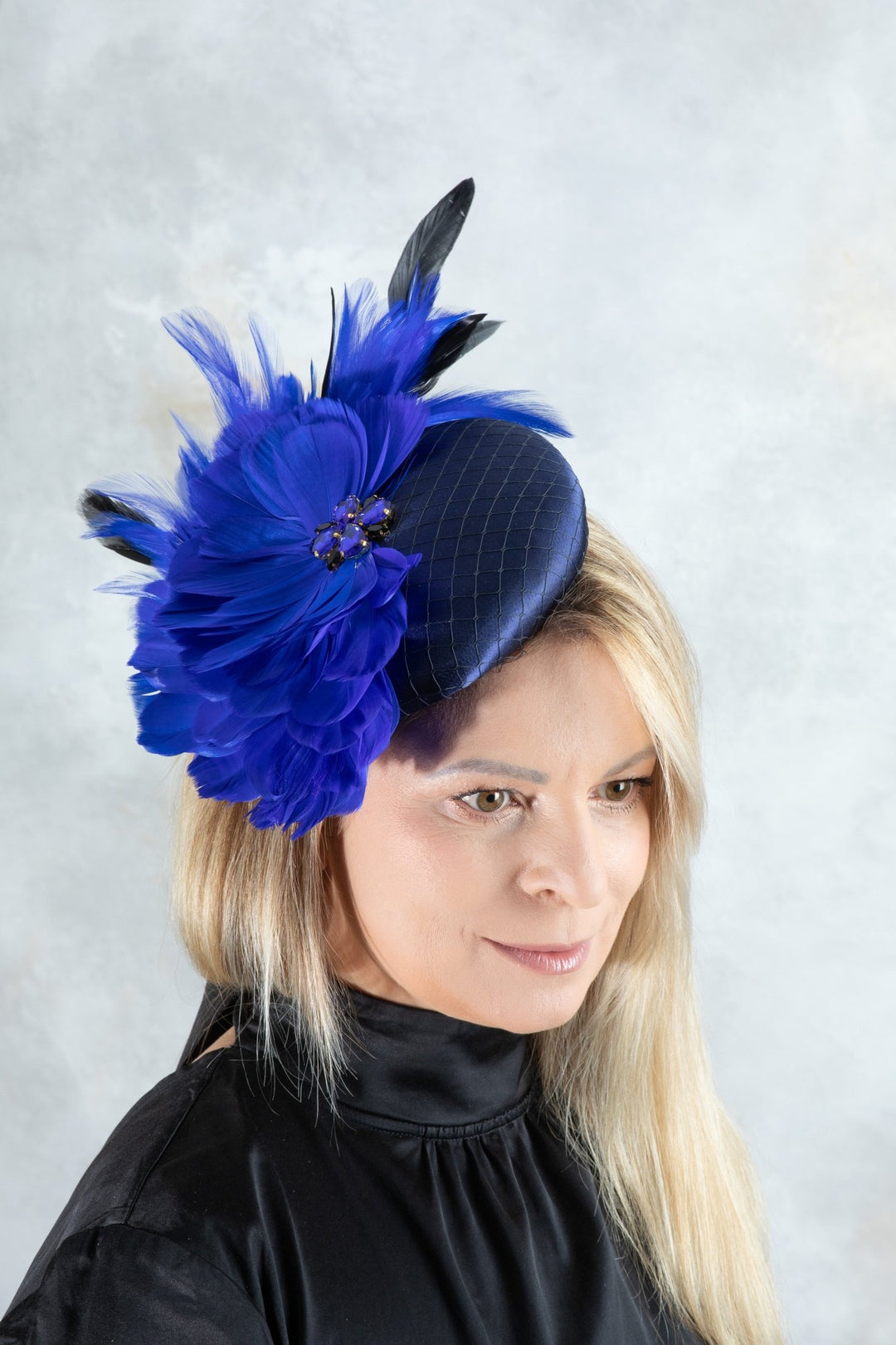 navy blue fascinator hair clip - OlhaHeadband