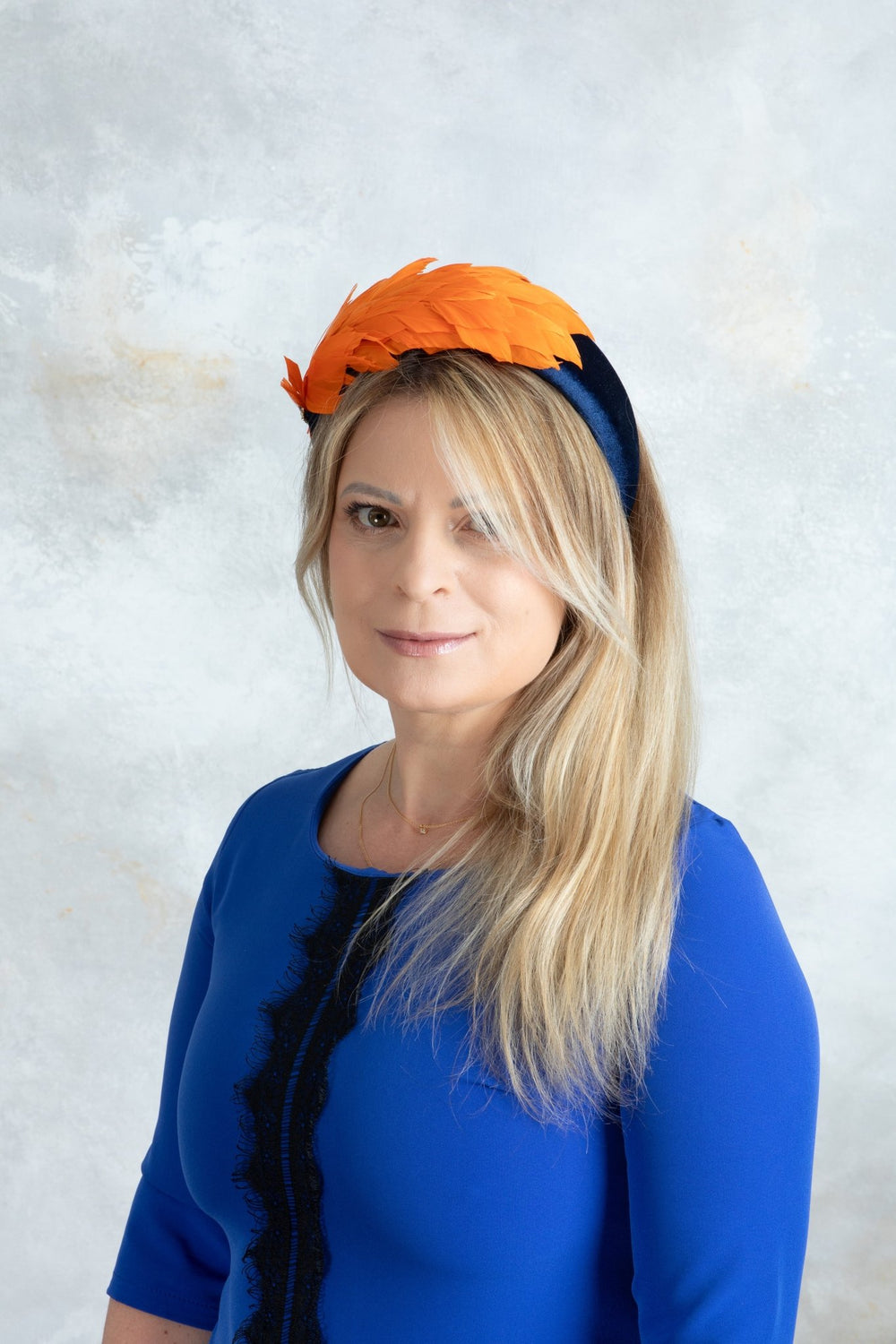 Orange padded headband fascinator - OlhaHeadband