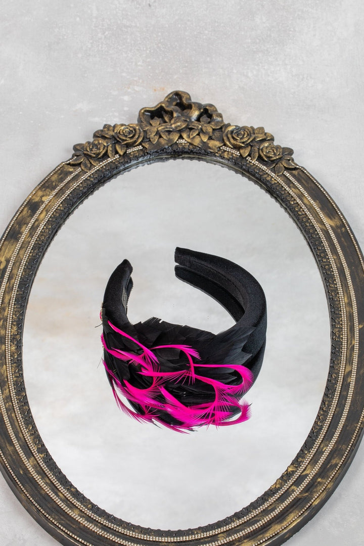 pink black fascinator - OlhaHeadband