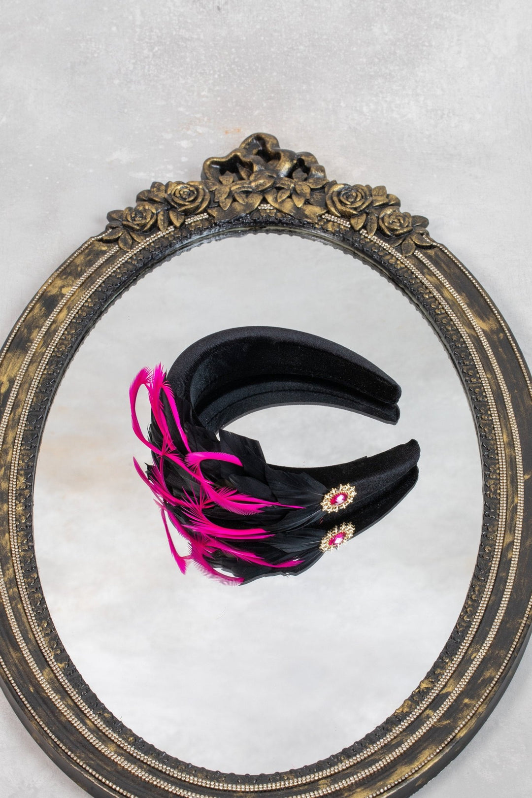 pink black fascinator - OlhaHeadband