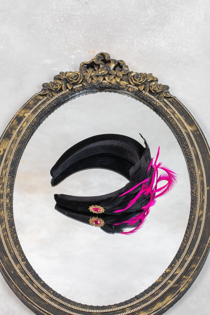 pink black fascinator - OlhaHeadband