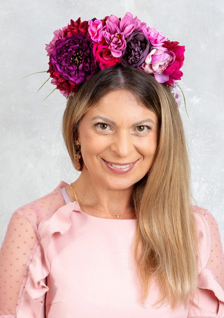 Pink Flower Crown - Perfect for Weddings and Photoshoots - OlhaHeadband