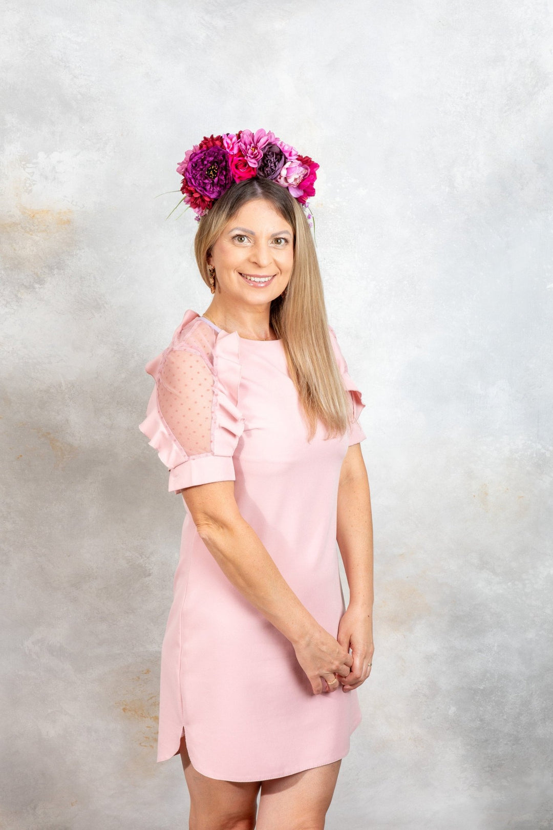 Pink Flower Crown - Perfect for Weddings and Photoshoots - OlhaHeadband