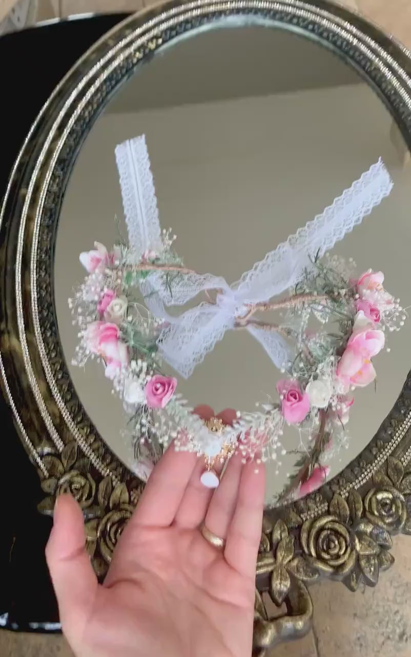 Pink and White Bridal Elf Crown