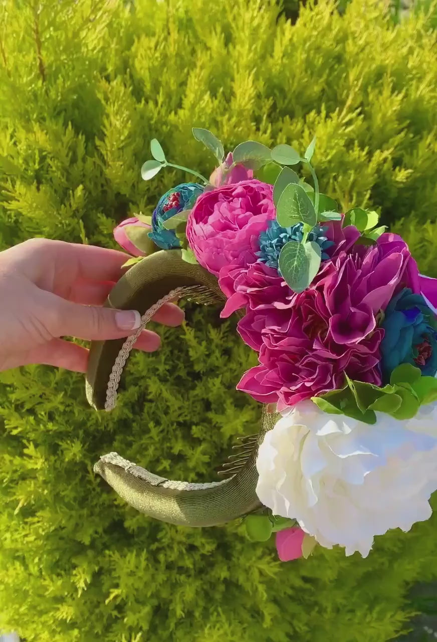 Multi-Color Flower Padded Fascinator Headband