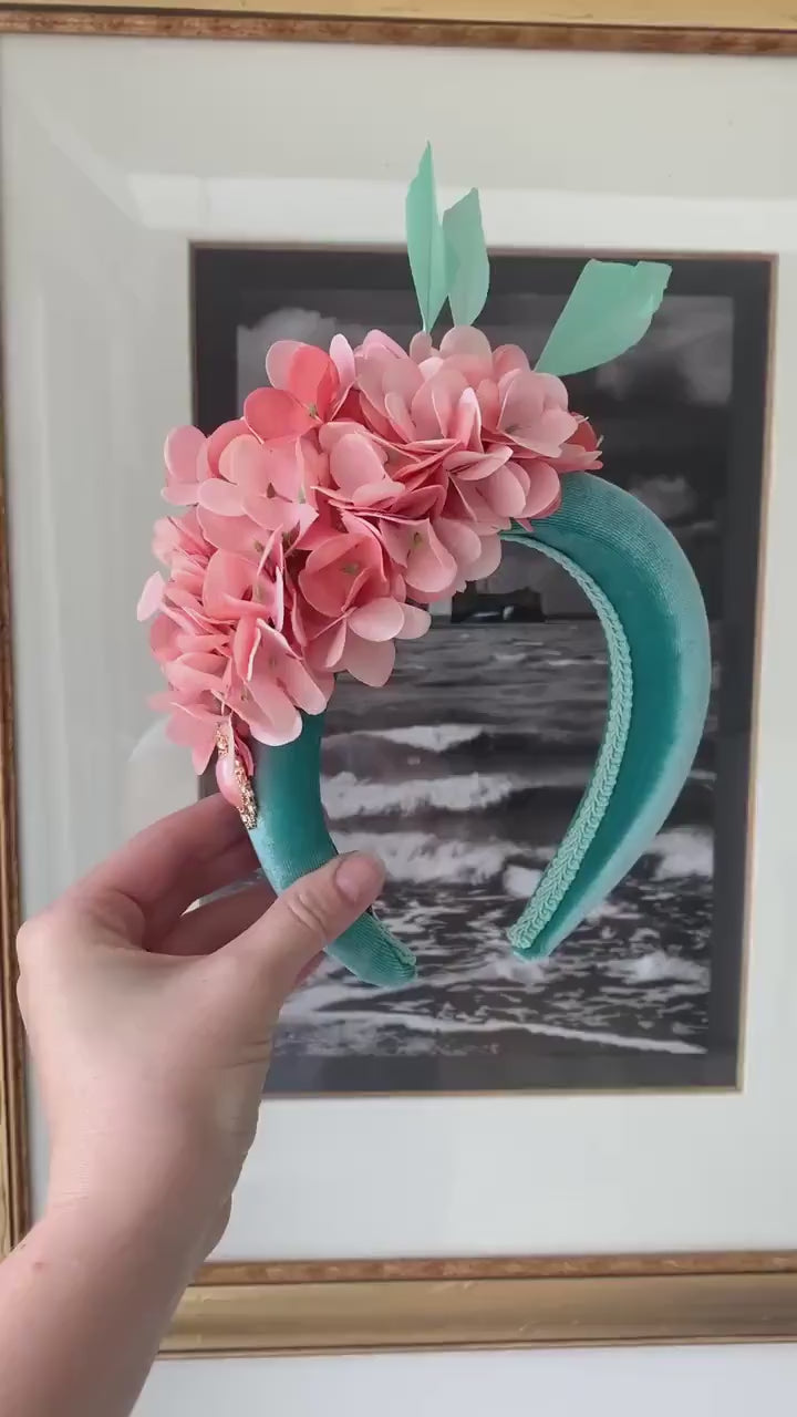 green and pink fascinator