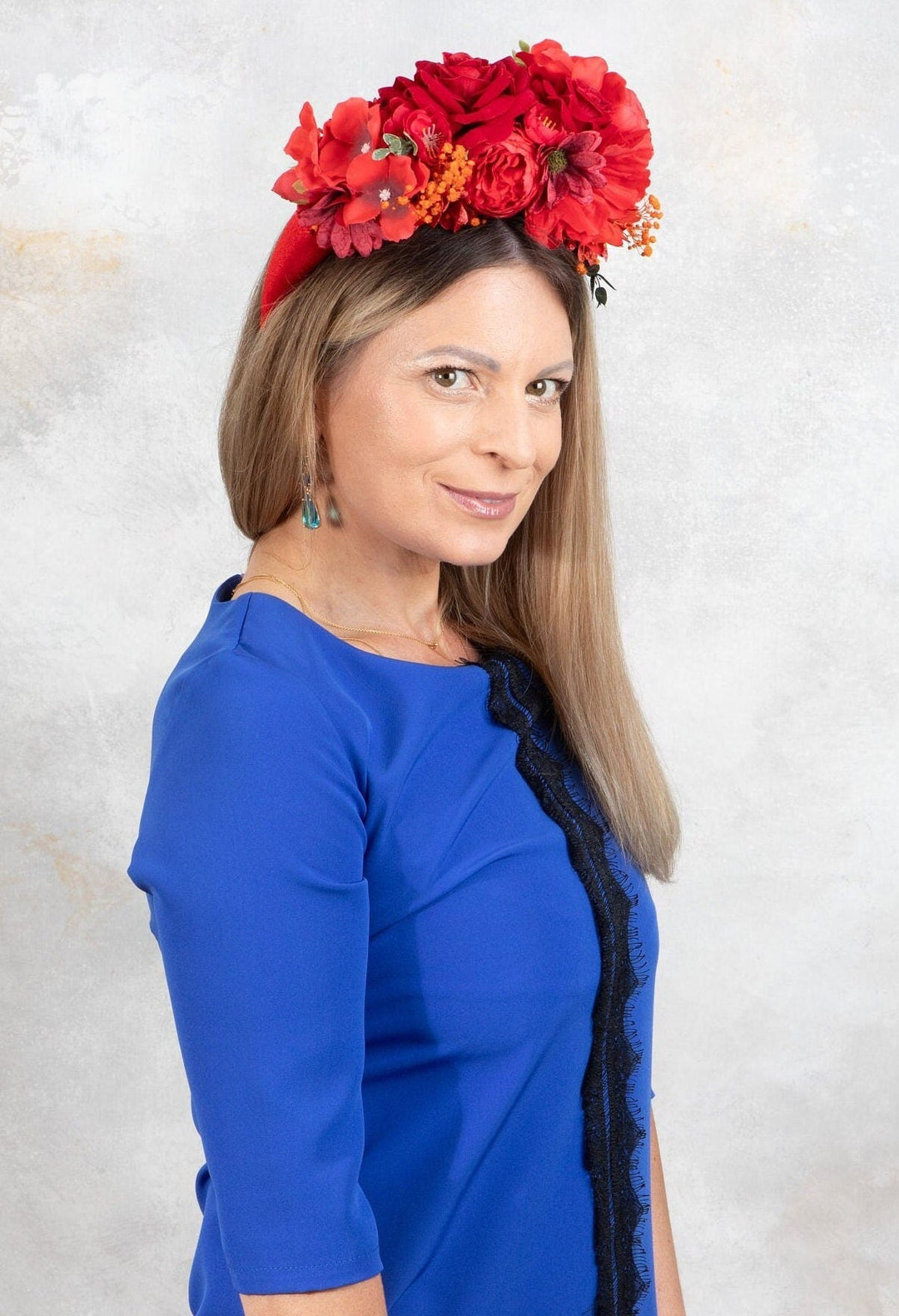 Red Dried Flowers Fascinator Headband - OlhaHeadband