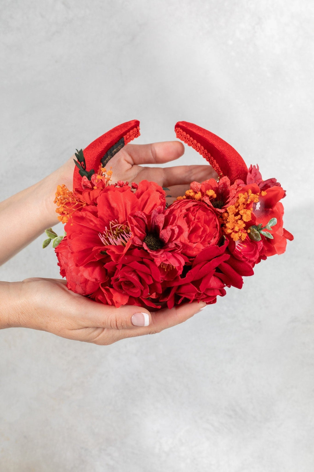 Red Dried Flowers Fascinator Headband - OlhaHeadband