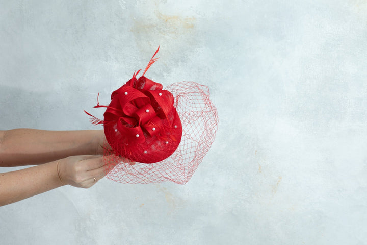 Red Fascinator - OlhaHeadband