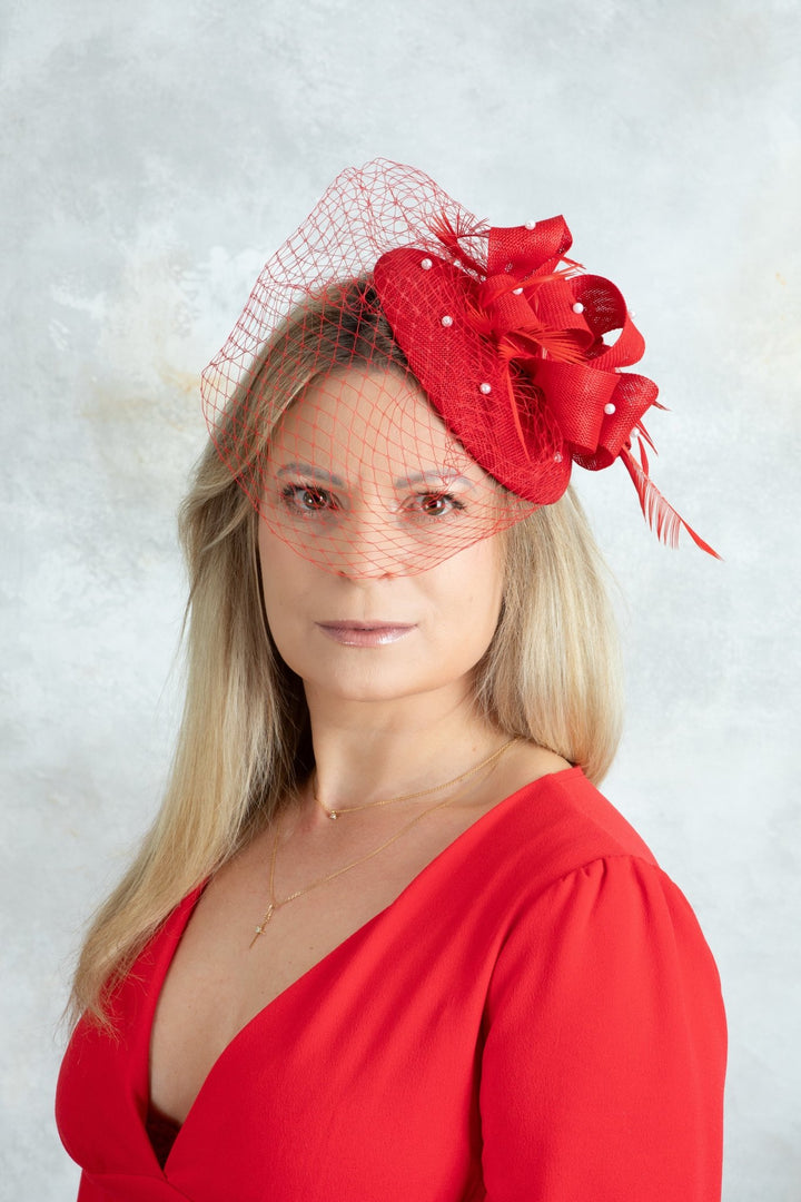 Red Fascinator - OlhaHeadband
