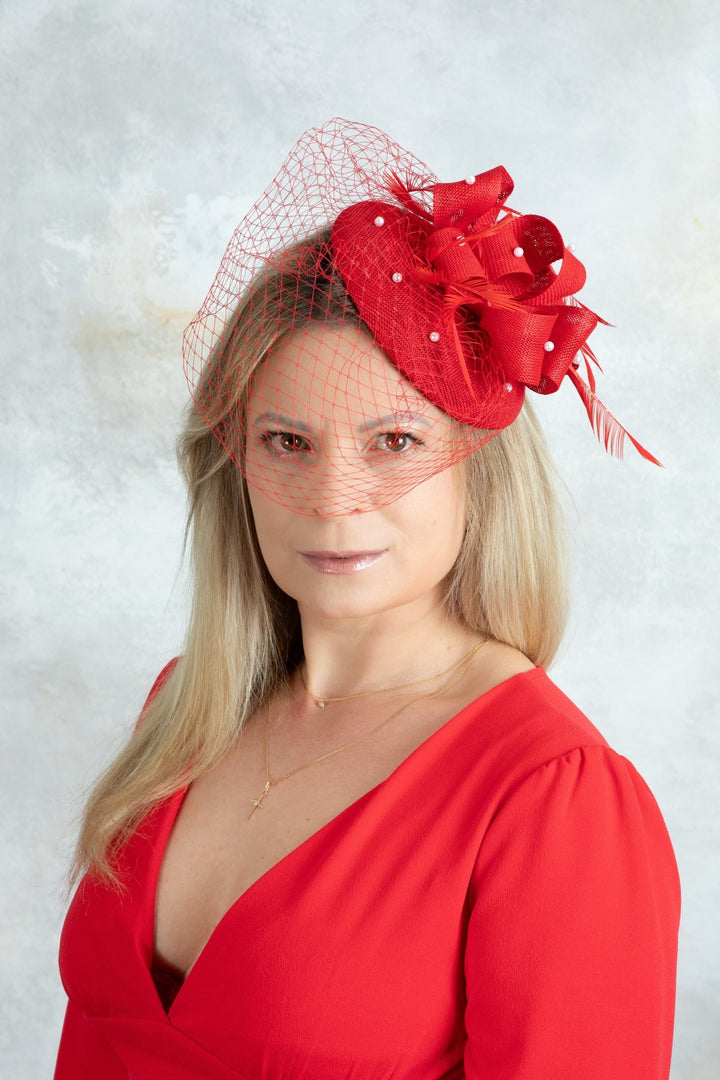 Red Fascinator - OlhaHeadband
