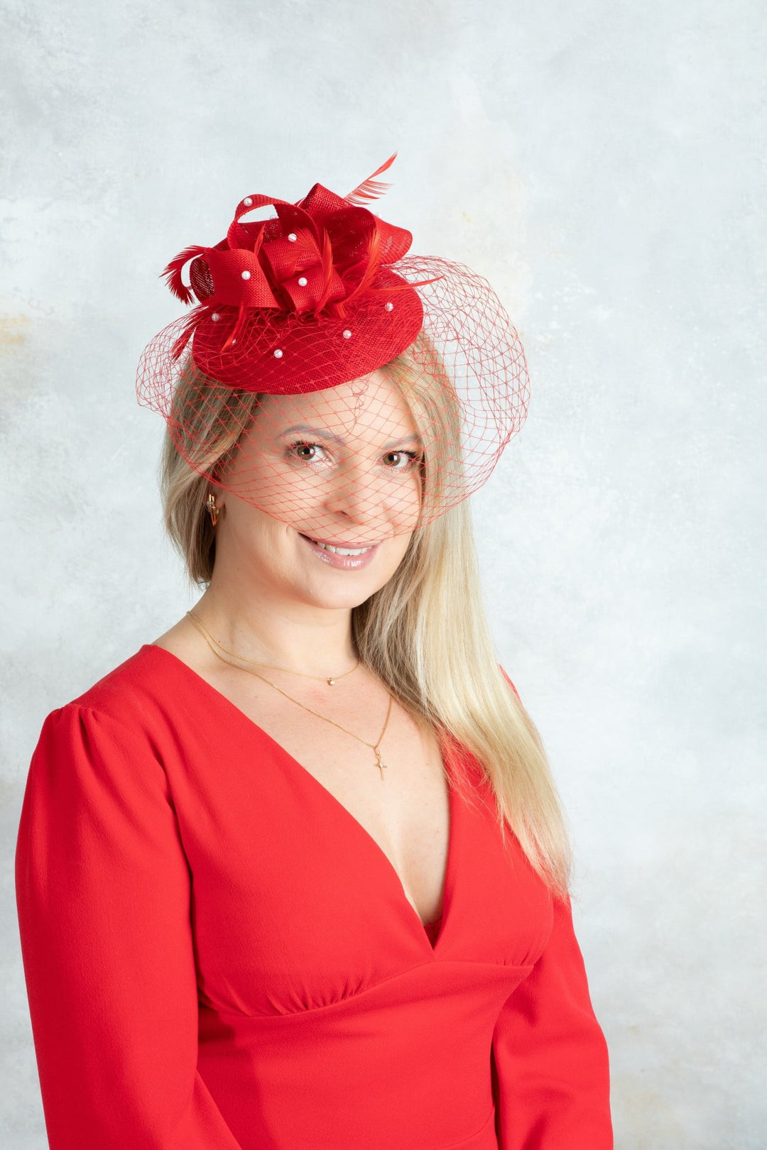 Red Fascinator - OlhaHeadband