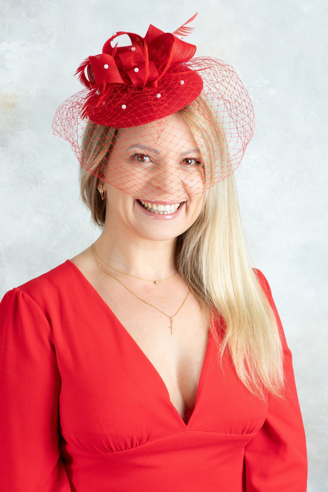 Red Fascinator - OlhaHeadband