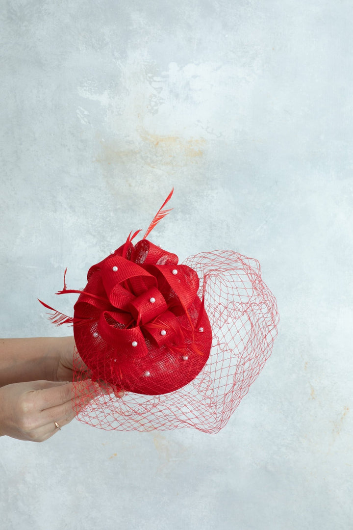 Red Fascinator - OlhaHeadband