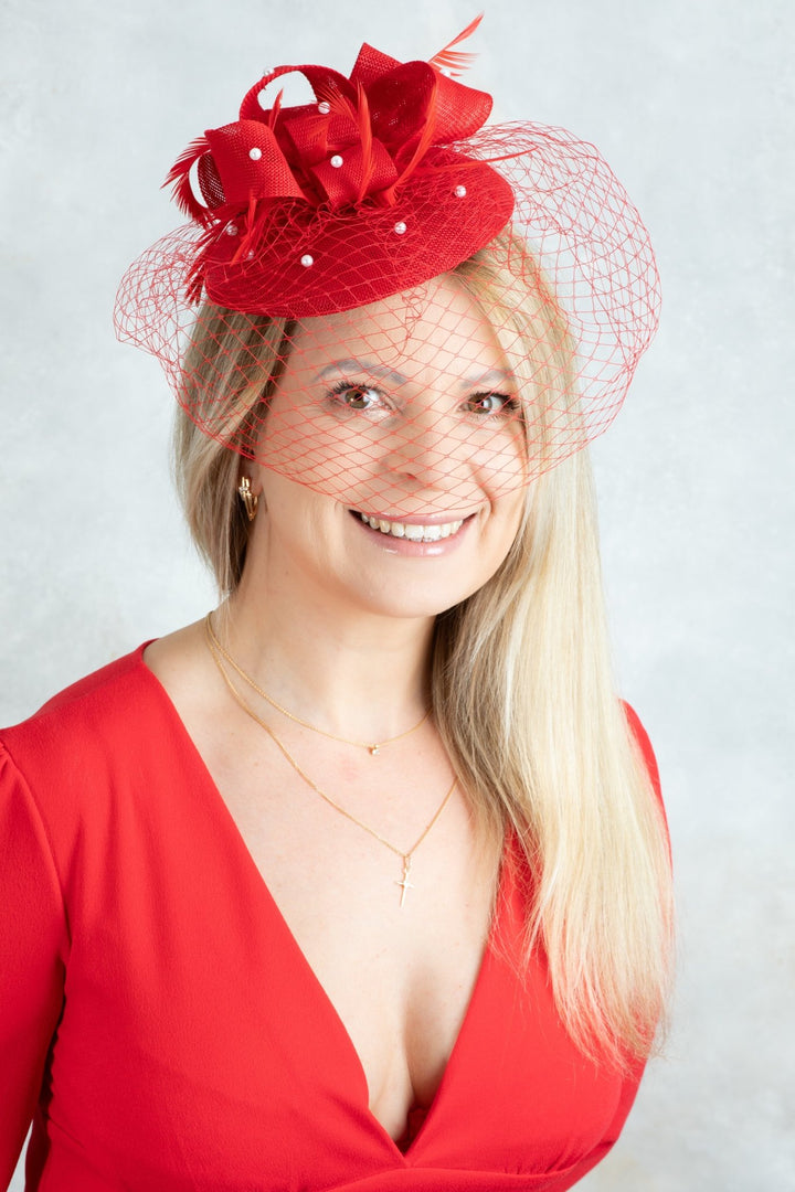 Red Fascinator - OlhaHeadband