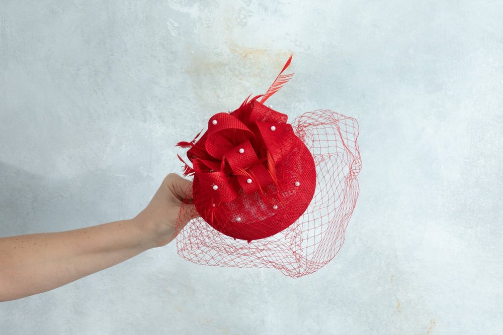 Red Fascinator - OlhaHeadband