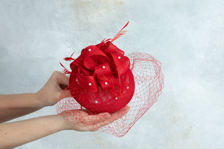 Red Fascinator - OlhaHeadband