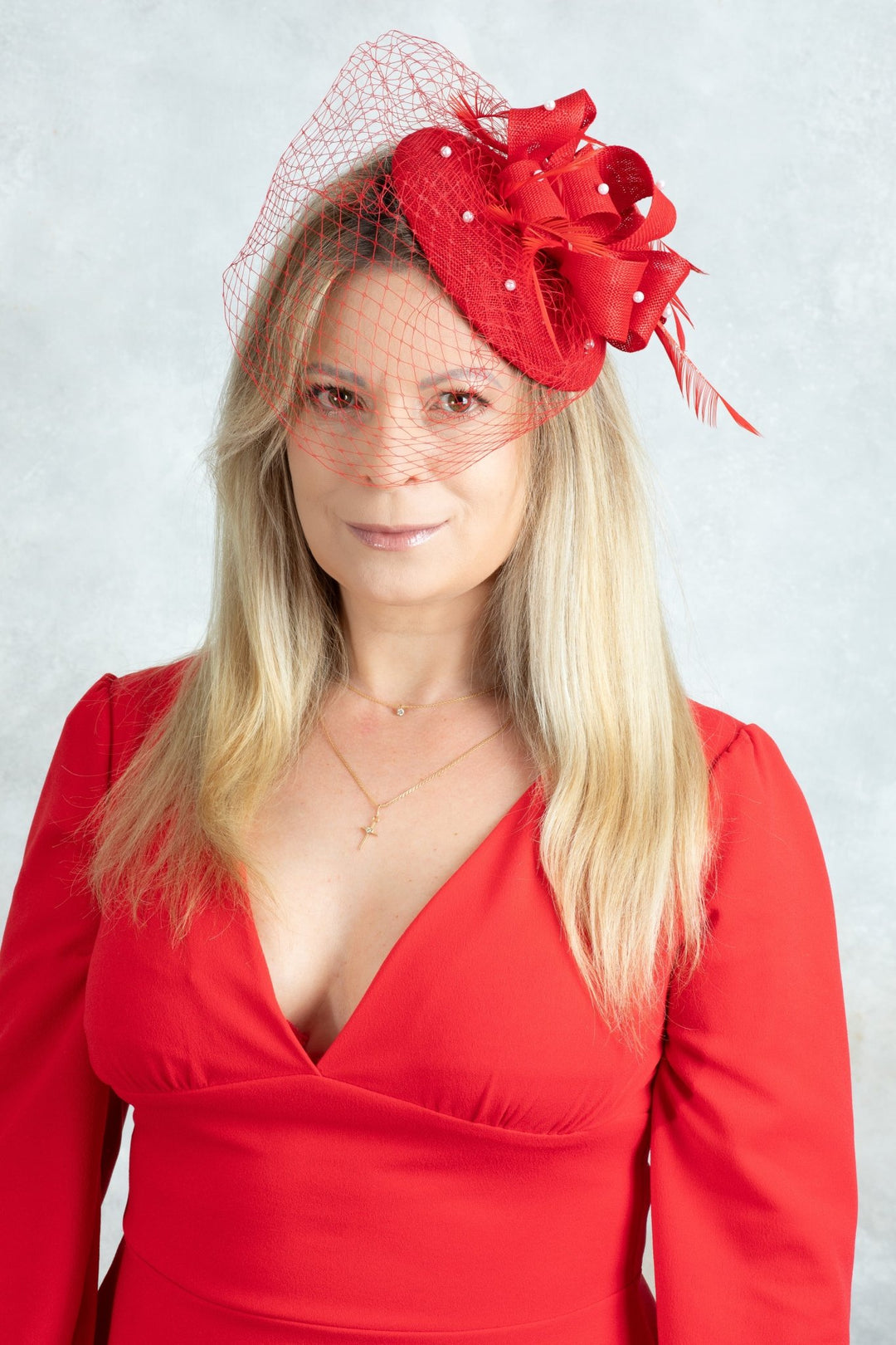 Red Fascinator - OlhaHeadband