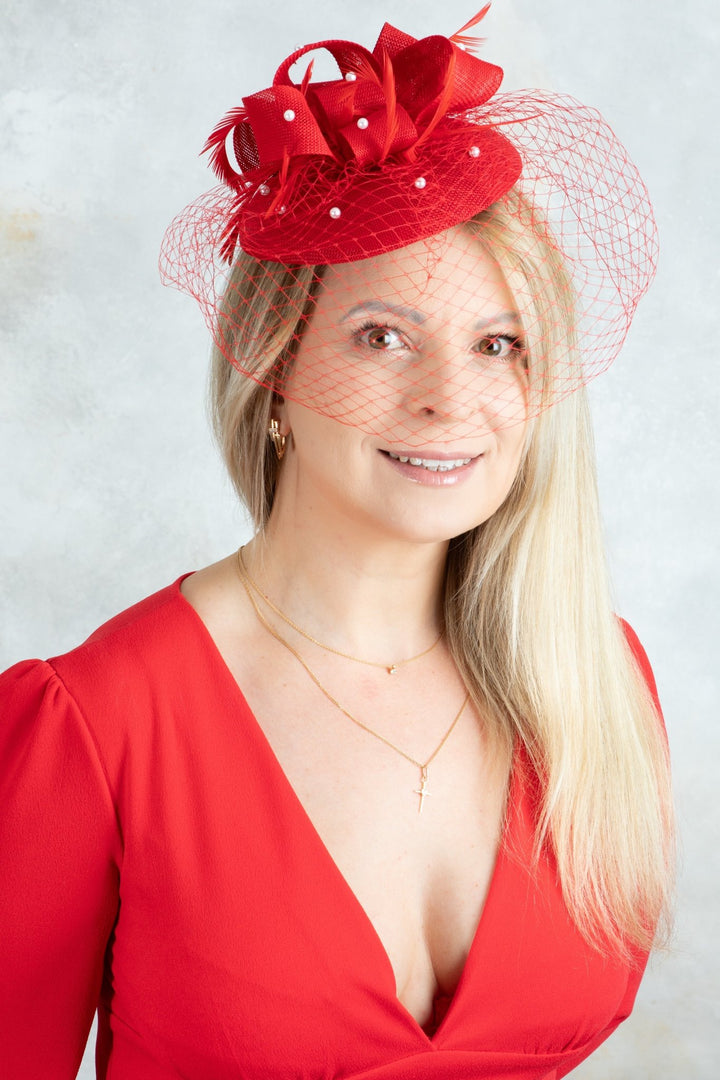 Red Fascinator - OlhaHeadband