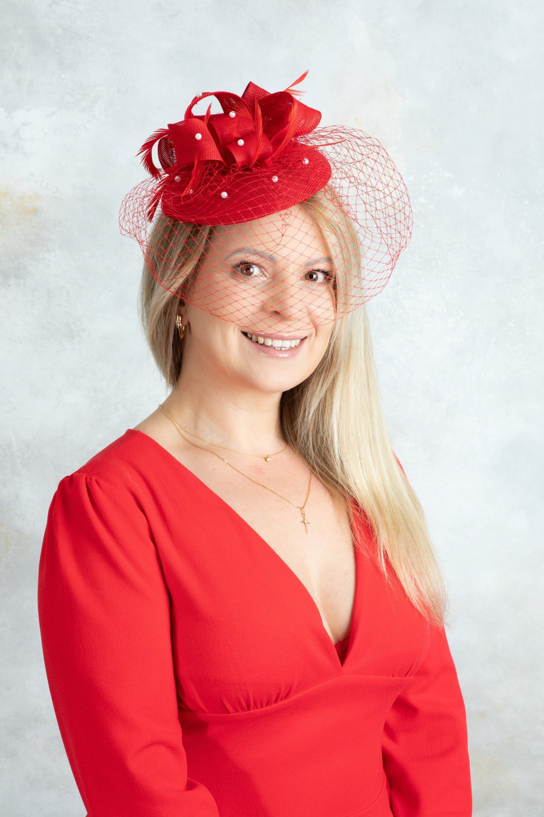 Red Fascinator - OlhaHeadband