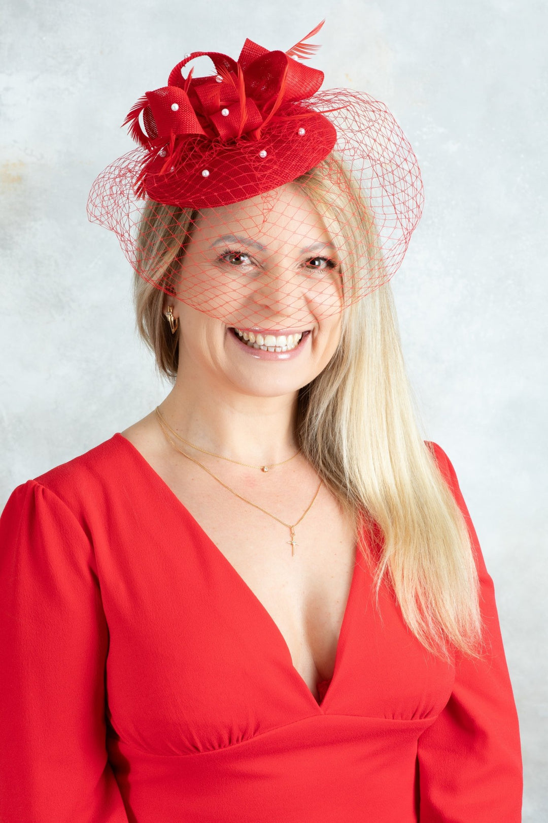 Red Fascinator - OlhaHeadband