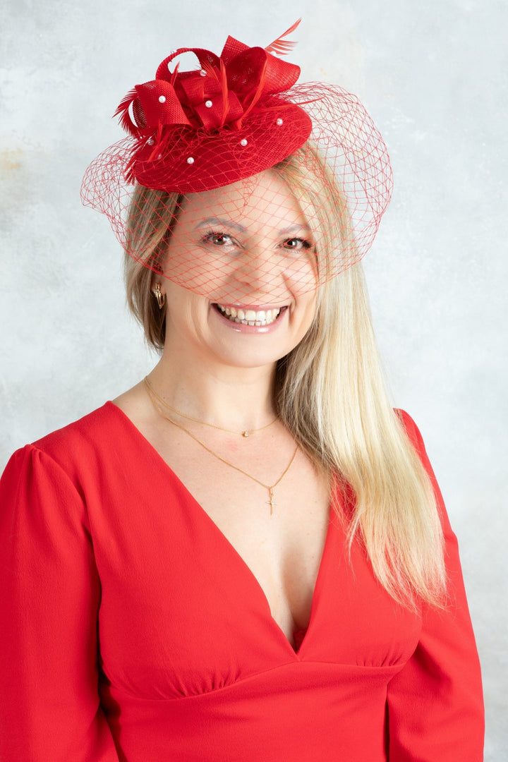 Red Fascinator - OlhaHeadband