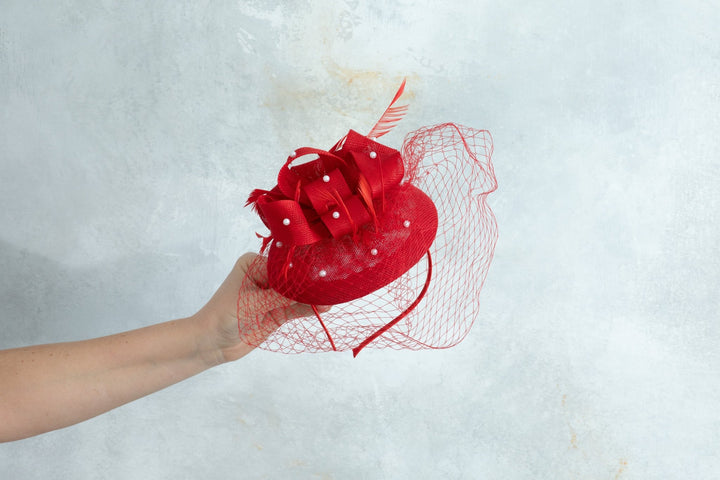 Red Fascinator - OlhaHeadband
