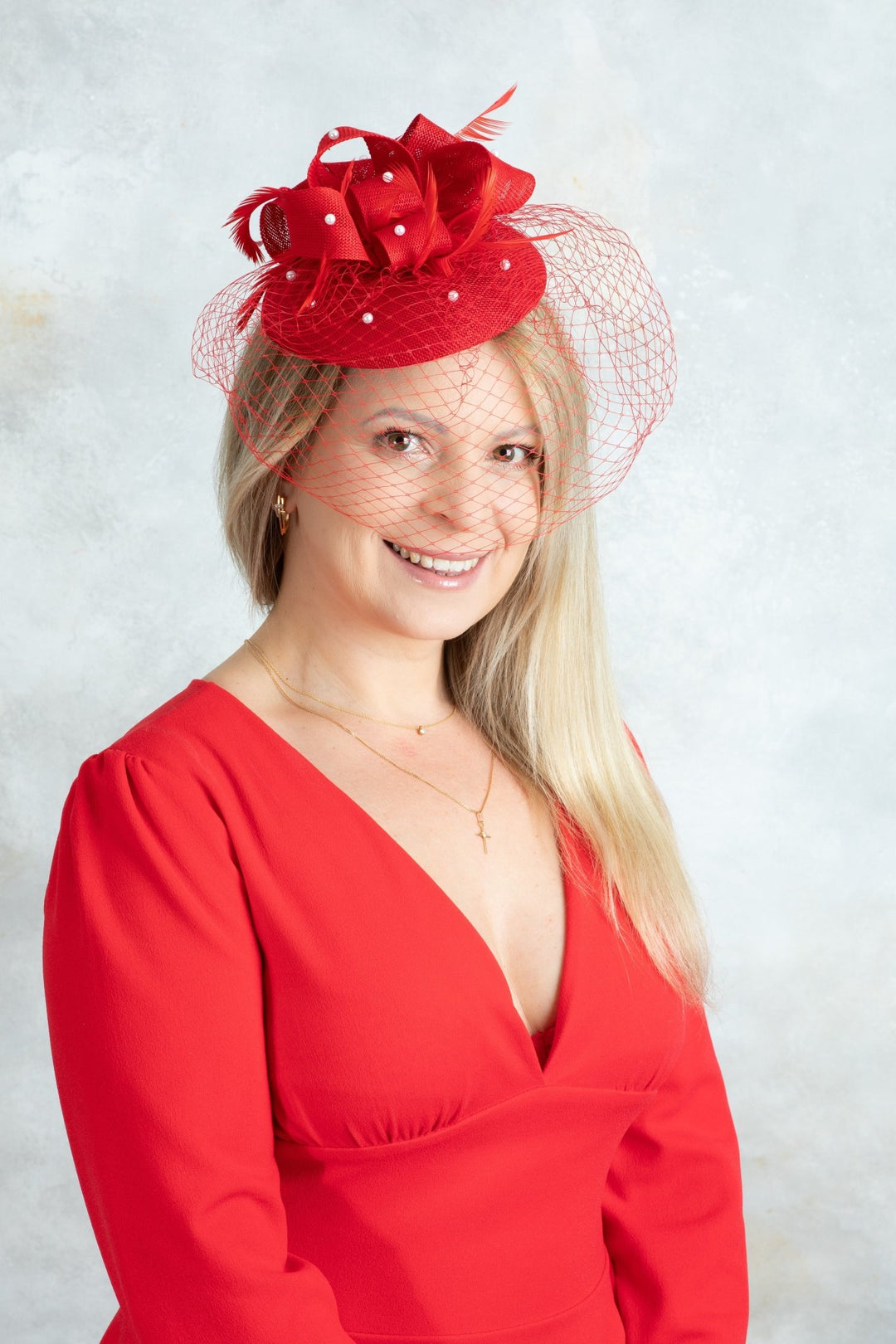 Red Fascinator - OlhaHeadband