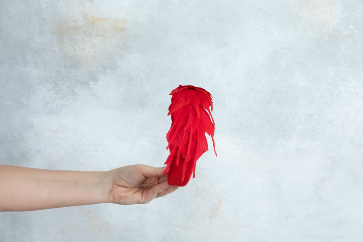 Red feathers padded headband fascinator - OlhaHeadband