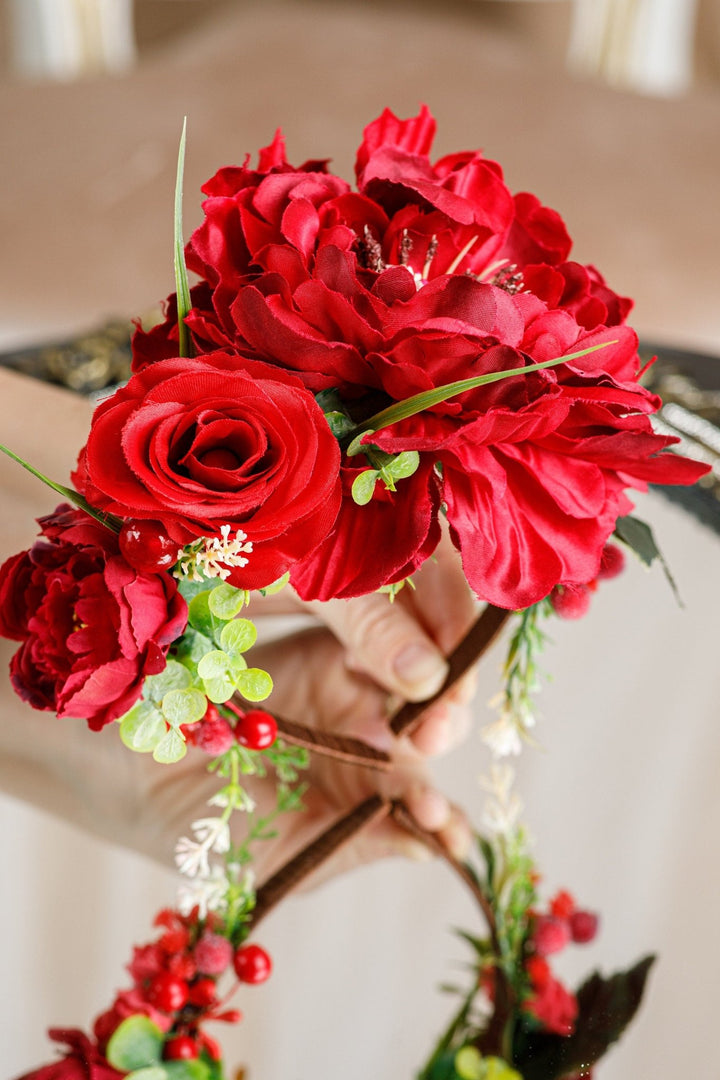 Red Frida Kahlo Flower Crown - OlhaHeadband