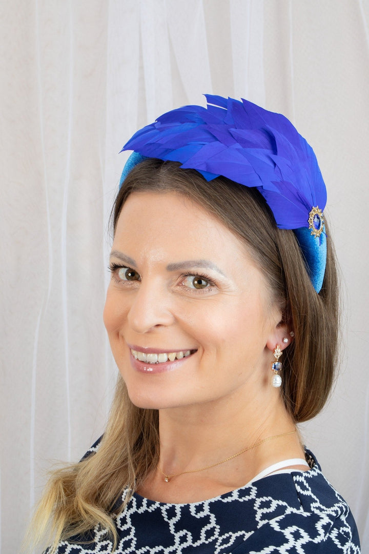 royal blue fascinator - OlhaHeadband