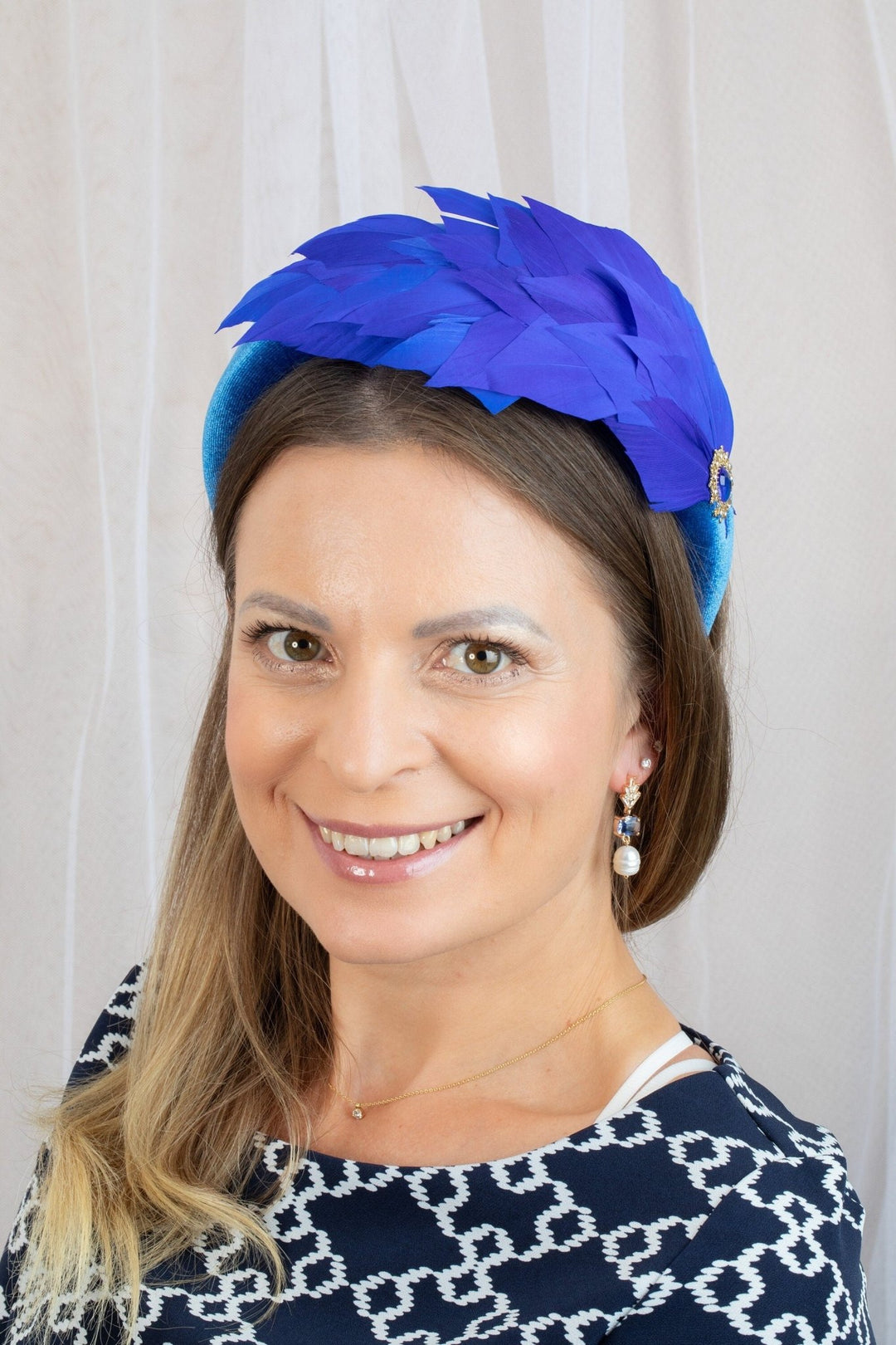 royal blue fascinator - OlhaHeadband