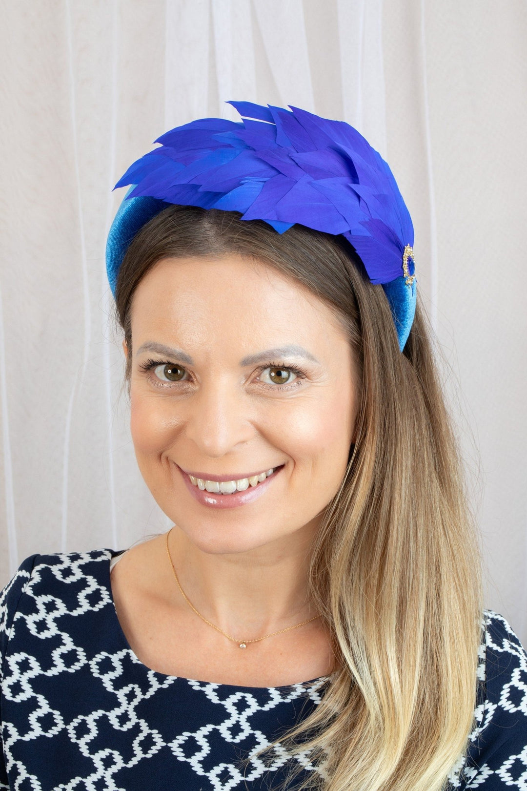 royal blue fascinator - OlhaHeadband