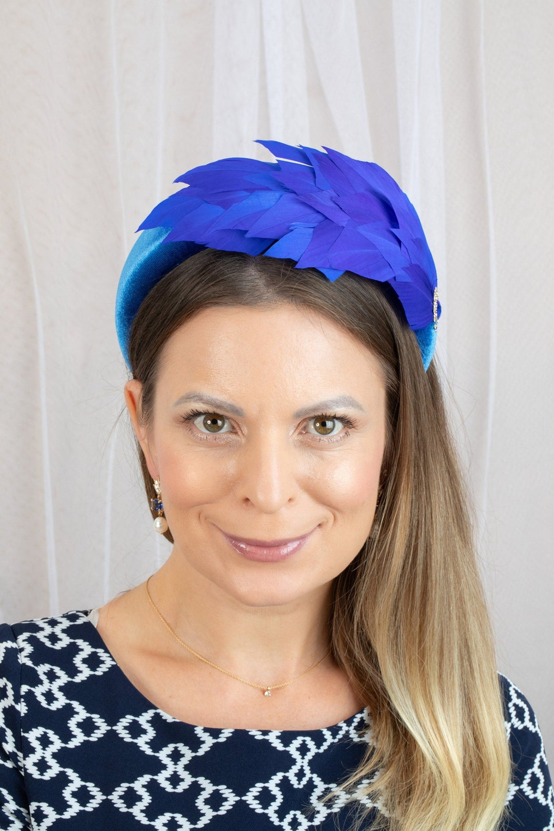 royal blue fascinator - OlhaHeadband