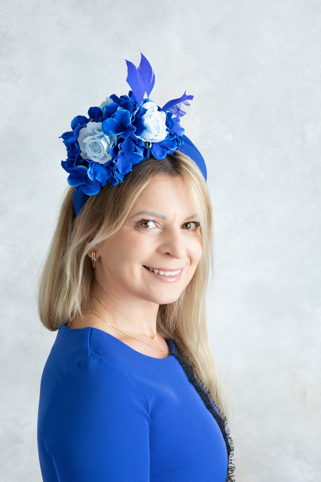 Royal blue padded headband - OlhaHeadband
